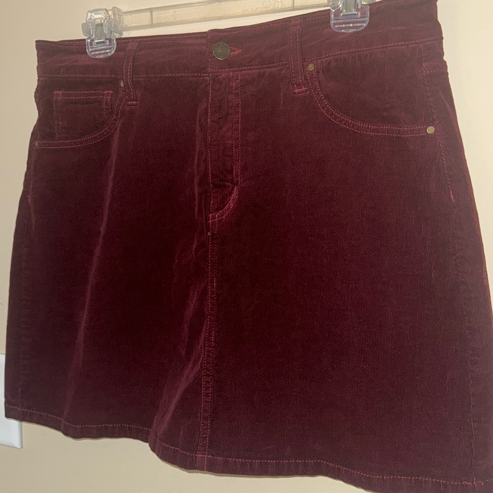 Burgundy Corduroy Short Skirt by Market& Spruce - Size Petite 12 - Picture 2 of 7